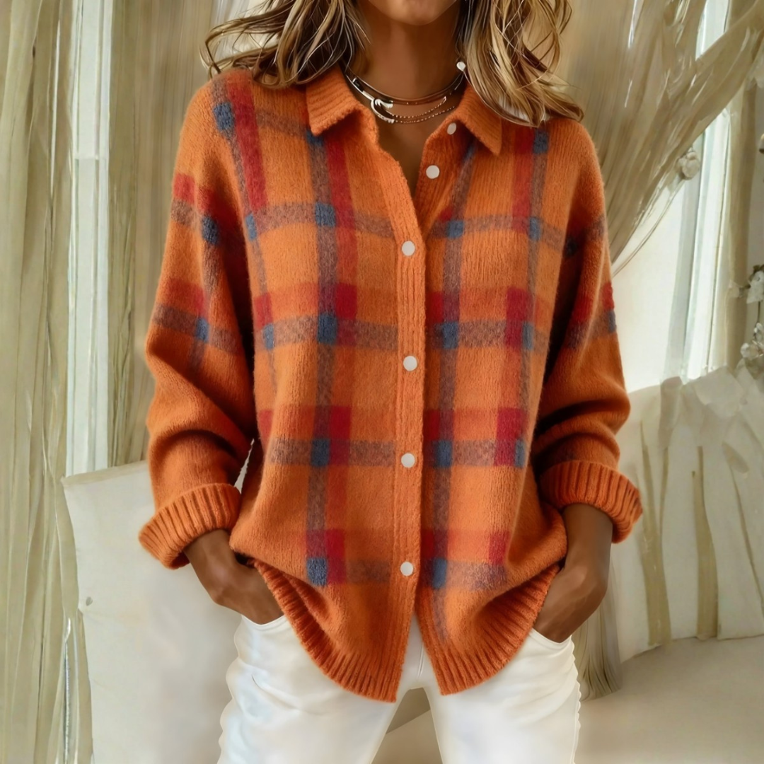 Olivia | Cardigan en Tricot à Carreaux