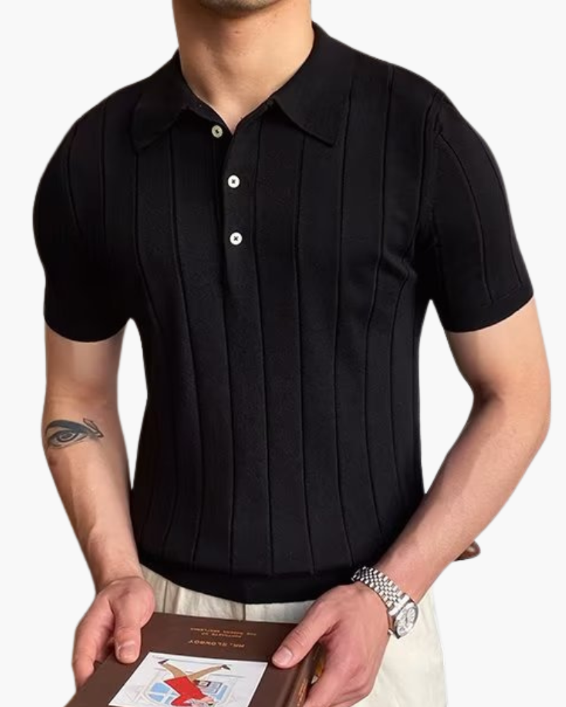 Ian | Polo en tricot slim fit pour hommes, style business casual avec motif en relief
