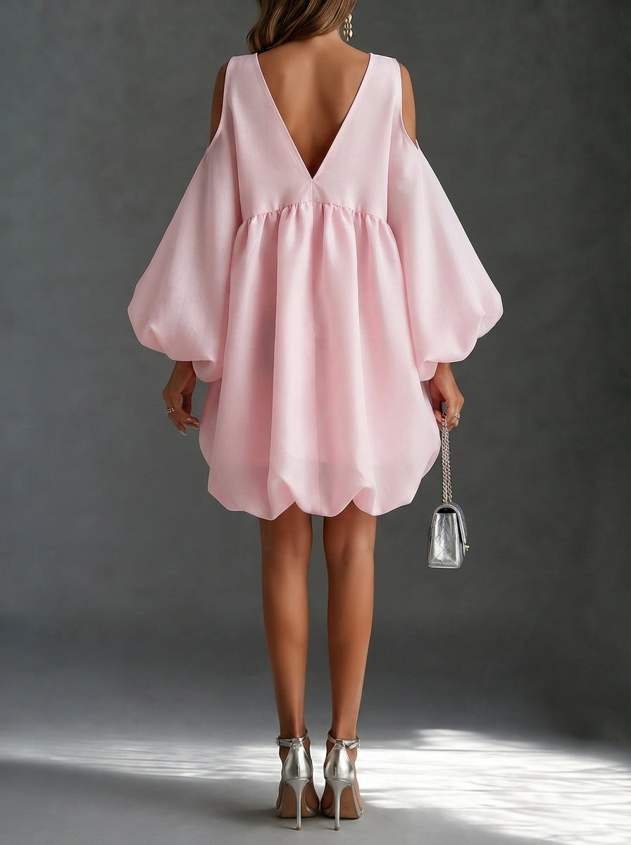 Lynette | Mini-Robe Épaules Dénudées à Manches Ballon