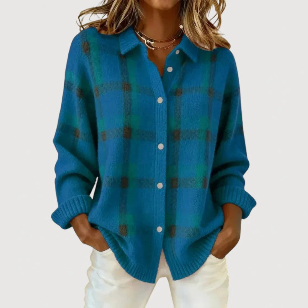 Clara | Cardigan en Tricot à Carreaux
