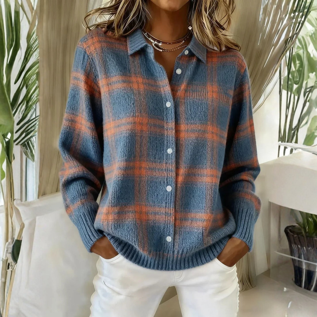 Grace | Cardigan en Tricot à Carreaux