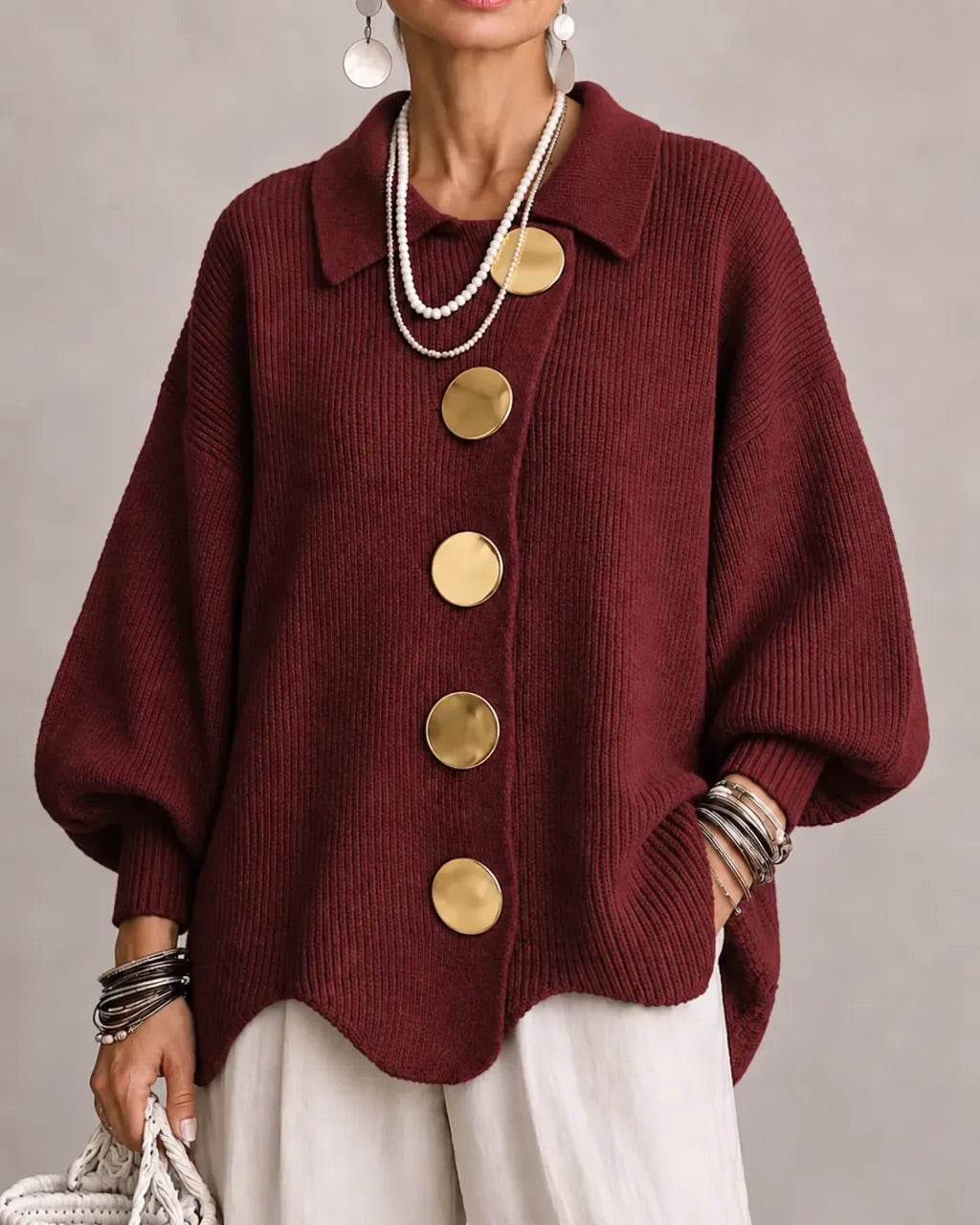 Karina - Cardigan Oversize à Col et Boutons