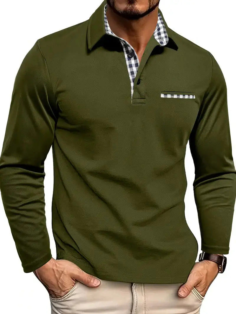 Polo Homme à Manches Longues Zippé Moderne Casual