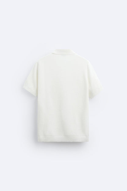 Polo en tricot classique en blanc
