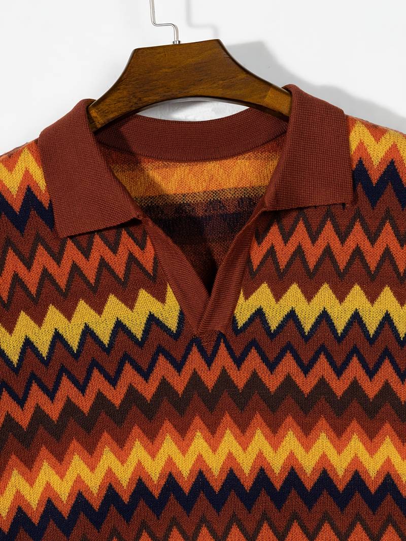 Pull Rétro avec Motif Zigzag