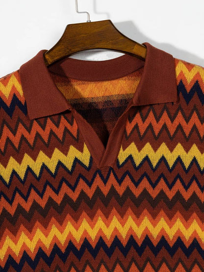 Pull Rétro avec Motif Zigzag
