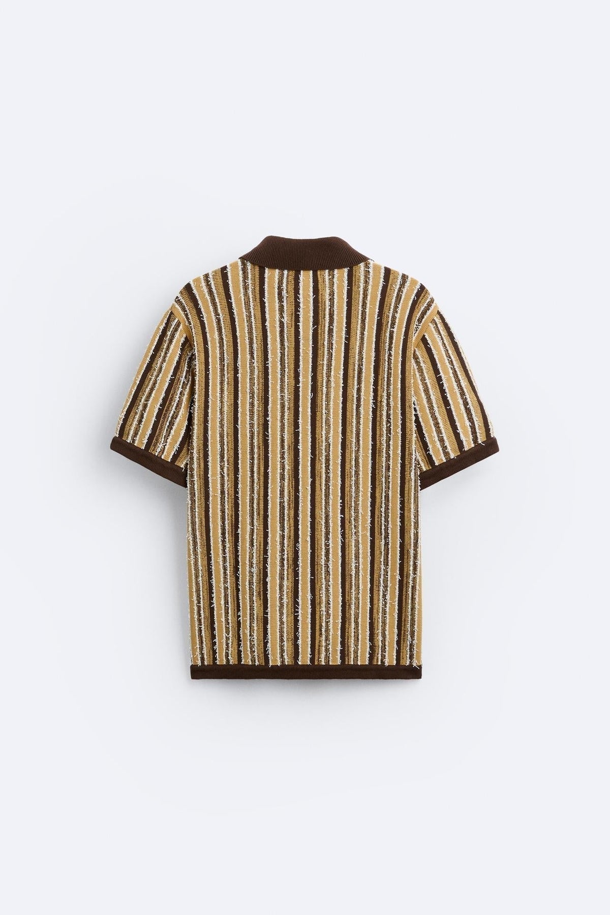 Polo Tricoté Rétro avec Motif Rayé