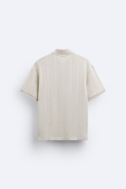 Polo structuré en tricot avec fermeture éclair