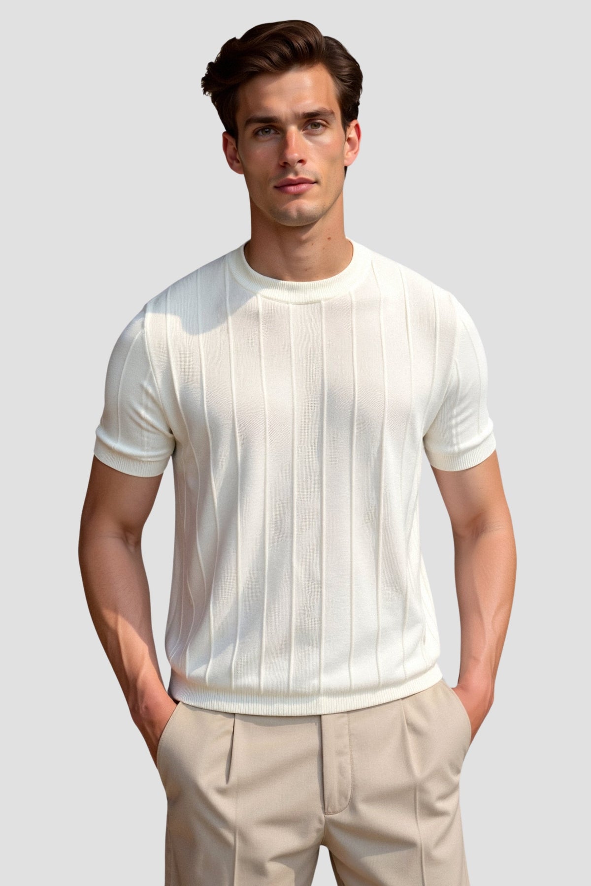 T-shirt Rayé O-Cou Classique Heavy Oude Geld