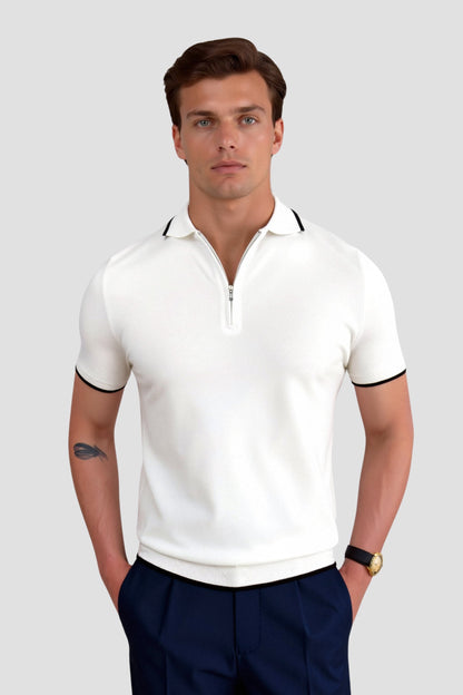 Polo Classique avec Zip et Détails Contrastés