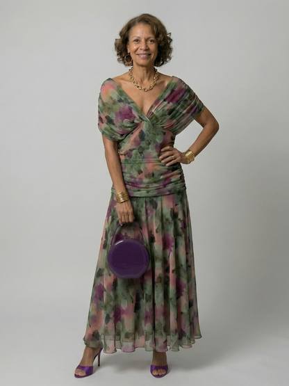 Robe Midi Décontractée à Épaules Dénudées Calen
