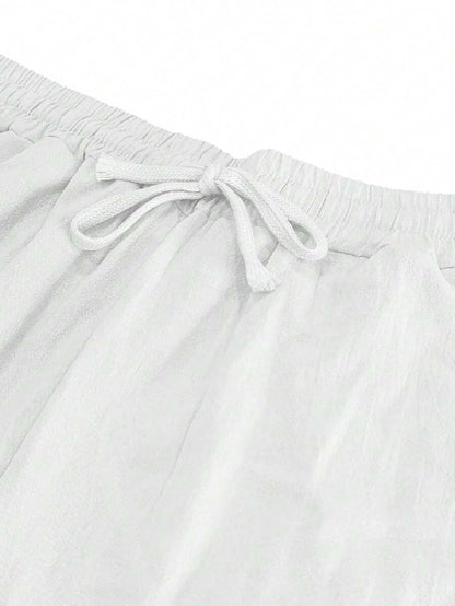PANTALON LÉGER EN LIN AVEC CORDON
