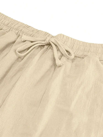 PANTALON LÉGER EN LIN AVEC CORDON