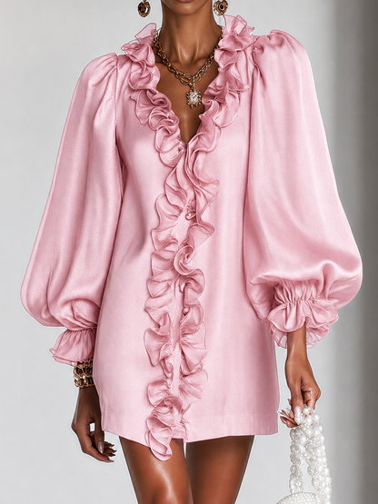 Ottilie | Mini-Robe à Manches Bouffantes et Volants