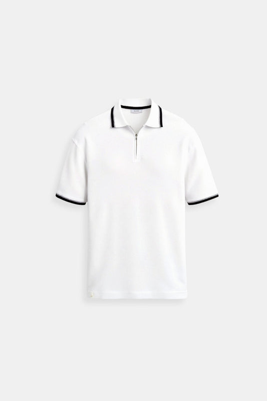 Polo Classique avec Zip et Détails Contrastés