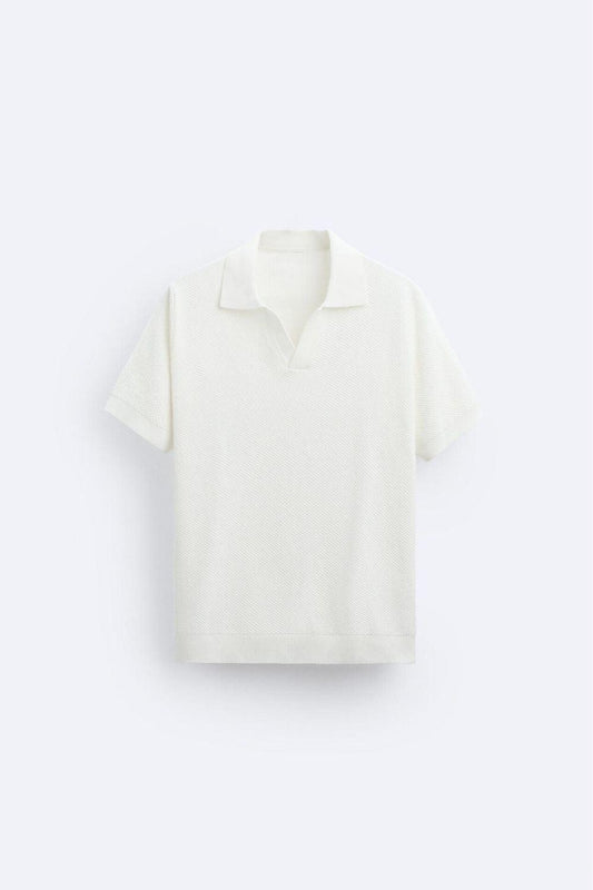 Polo en tricot classique en blanc