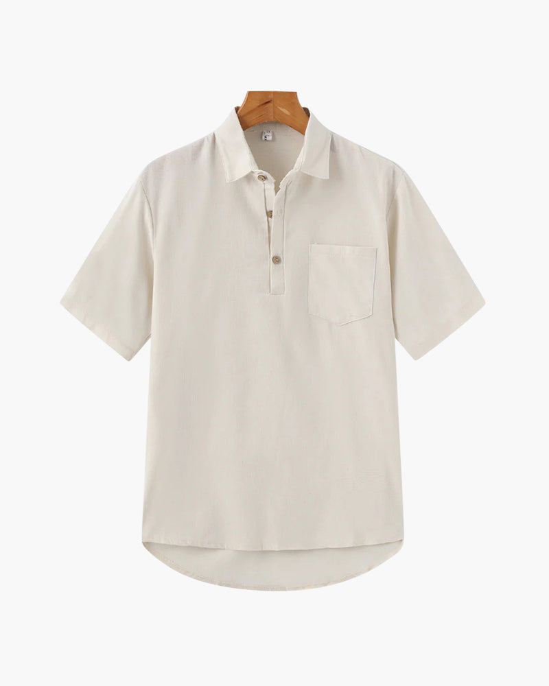 Thiago | Chemise Polo d'Été pour Hommes en Lin avec Poche Poitrine
