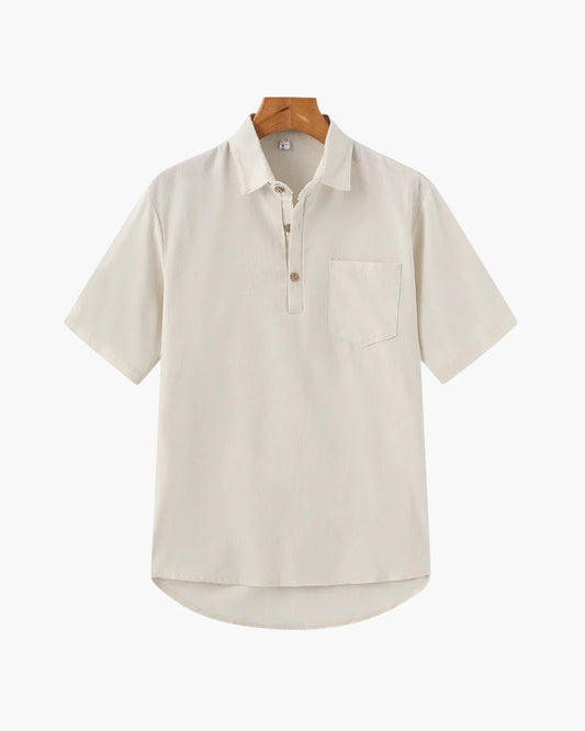 Thiago | Chemise Polo d'Été pour Hommes en Lin avec Poche Poitrine