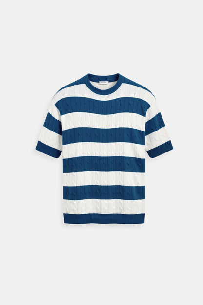 Pull rayé pour hommes à manches courtes – Élégant &amp; Confortable