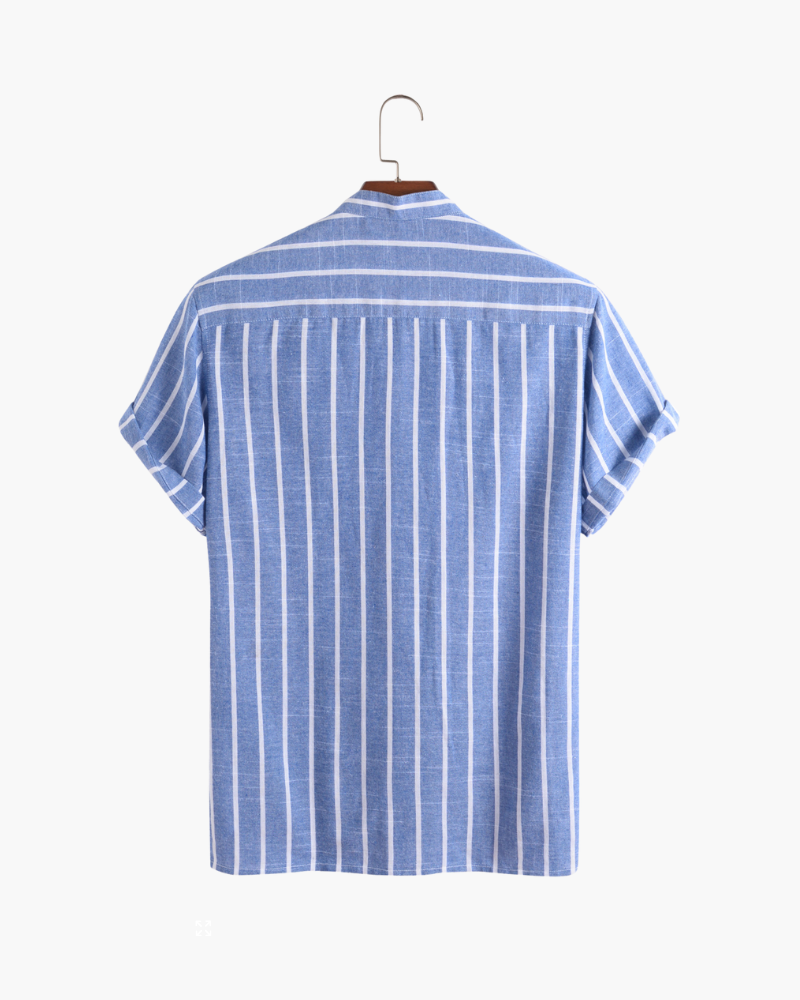 Charles | Chemise en Lin Rayée pour Hommes avec Col Montant