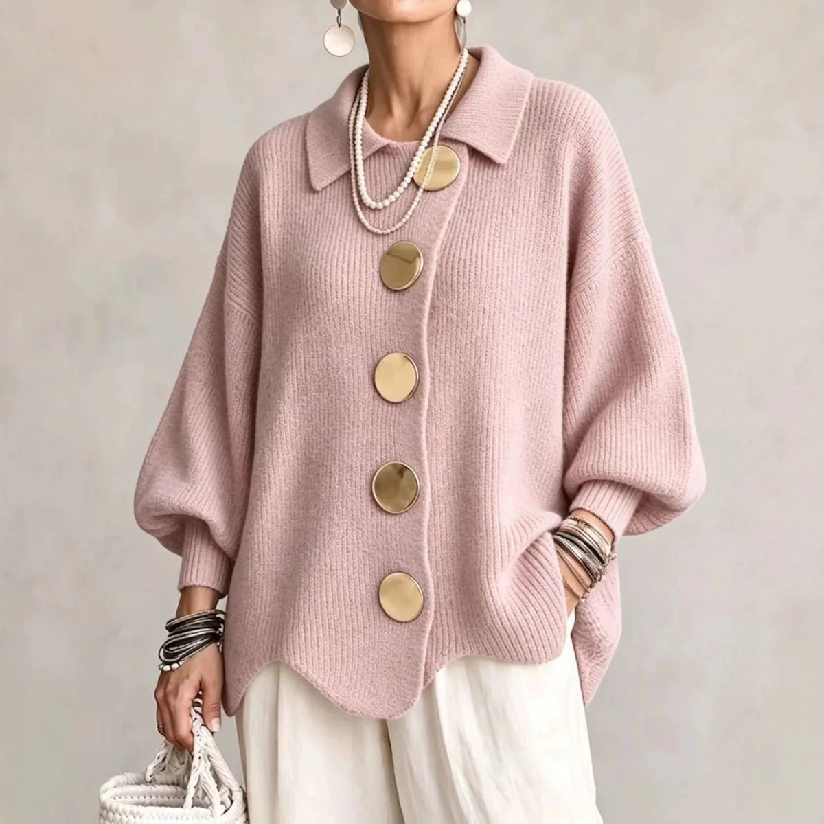 Karina - Cardigan Oversize à Col et Boutons