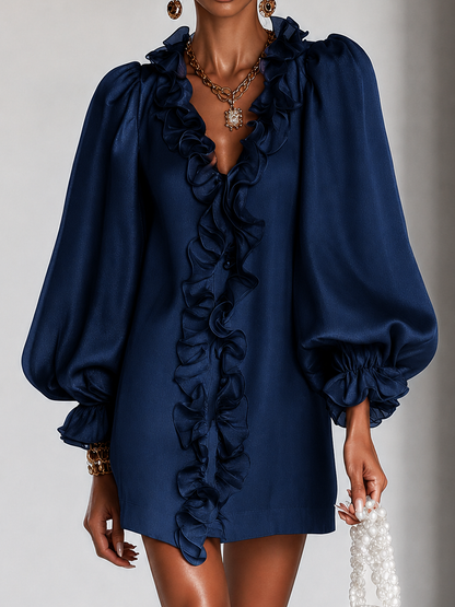 Antoinette | Mini-Robe à Manches Bouffantes et Volants