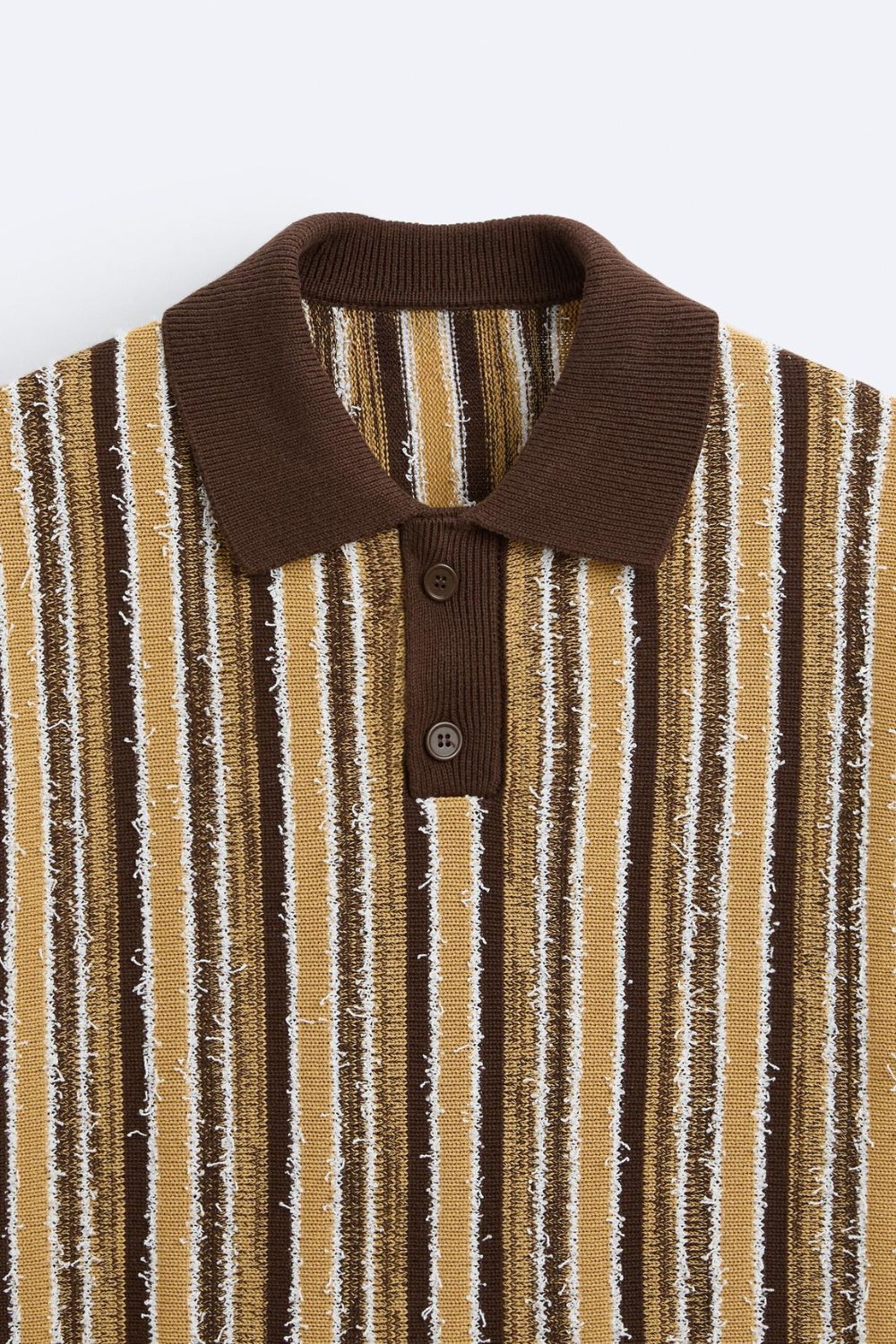 Polo Tricoté Rétro avec Motif Rayé