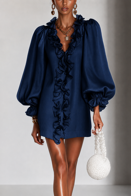 Ottilie | Mini-Robe à Manches Bouffantes et Volants
