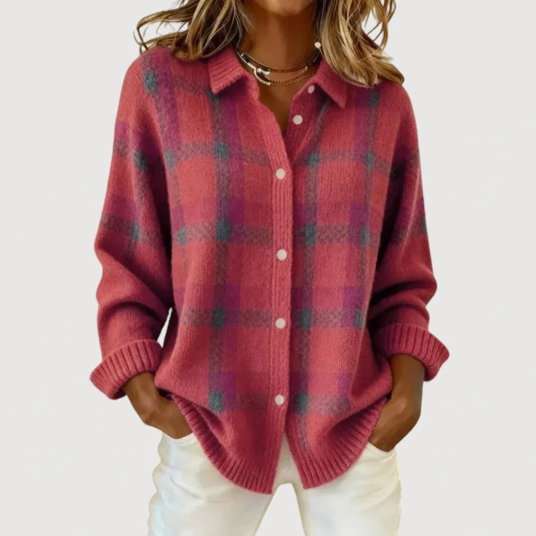 Lily | Cardigan en Tricot à Carreaux
