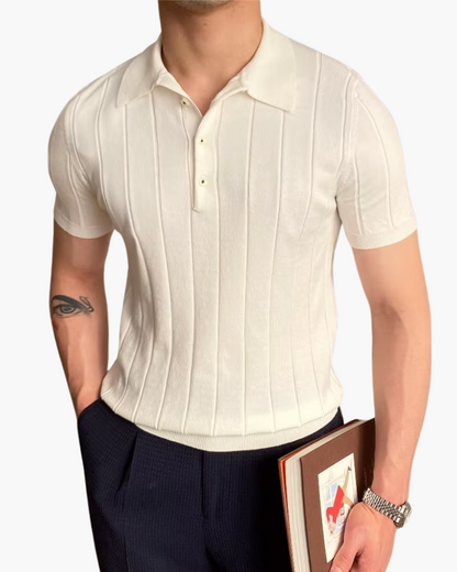 Ian | Polo en tricot slim fit pour hommes, style business casual avec motif en relief