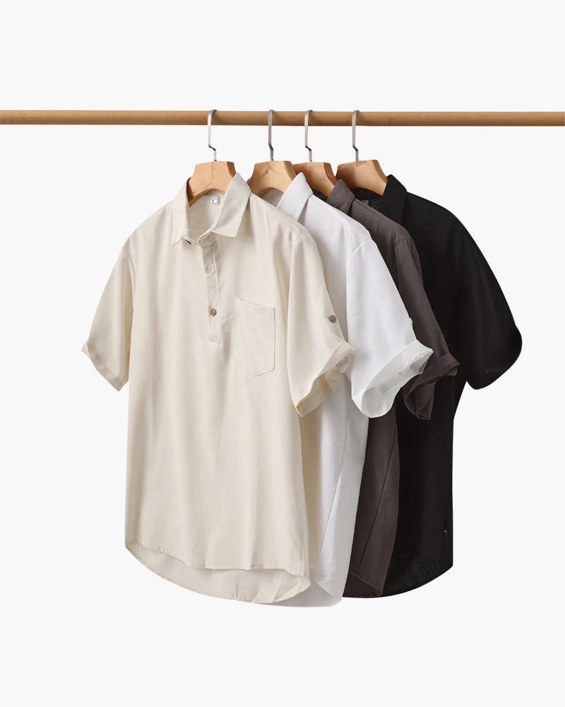 Thiago | Chemise Polo d'Été pour Hommes en Lin avec Poche Poitrine