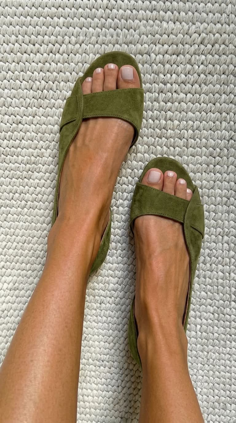 Sandales slingback décontractées en daim, plates et à bout ouvert
