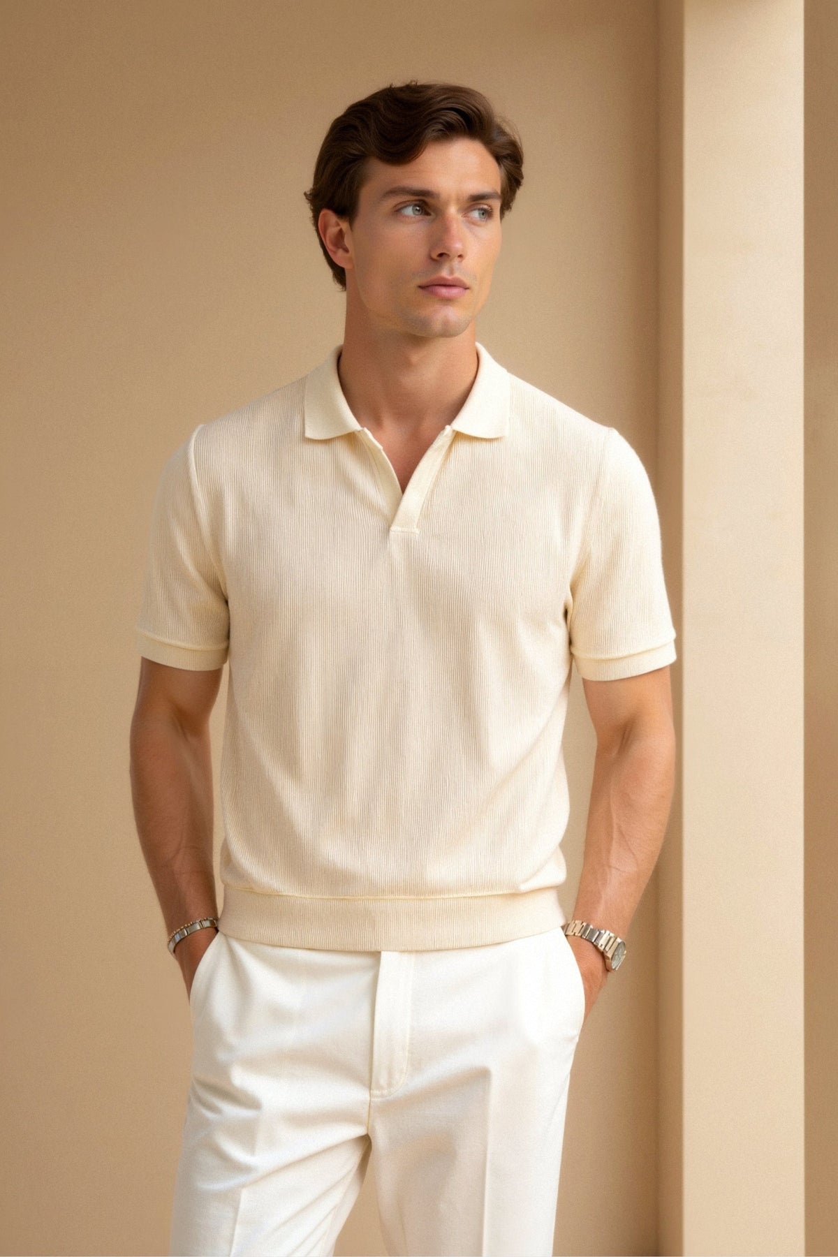 Polo pour Hommes en Beige – Élégant & Intemporel