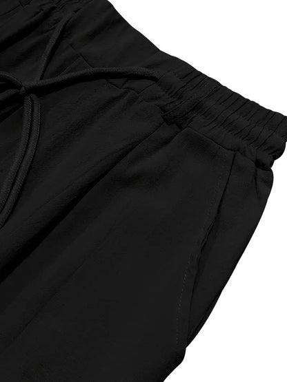 PANTALONS LARGES EN LIN AVEC CORDON