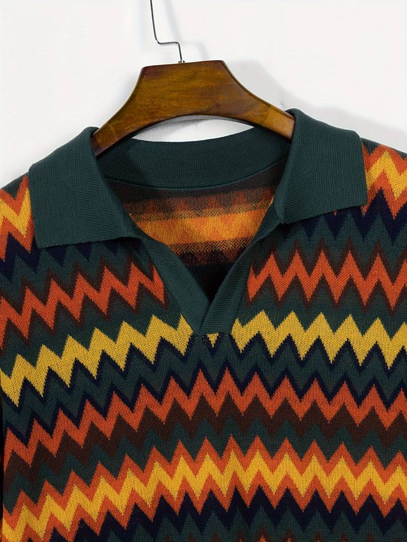 Pull Rétro avec Motif Zigzag