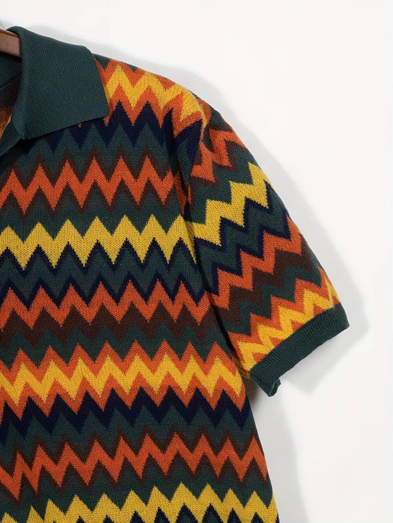 Pull Rétro avec Motif Zigzag