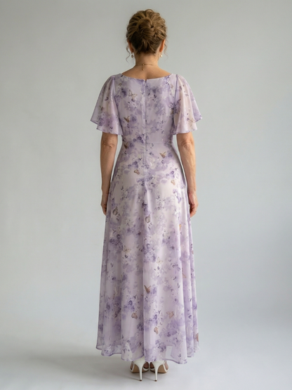 Robe Midi à Manches Volantes Vaelis