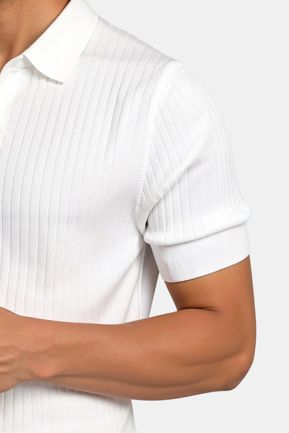 Polo en Coton Côtelé pour Hommes à Manches Courtes – Élégant & Intemporel