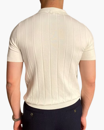 Ian | Polo en tricot slim fit pour hommes, style business casual avec motif en relief