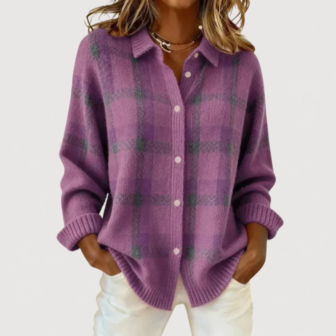 Sophie | Cardigan en Tricot à Carreaux