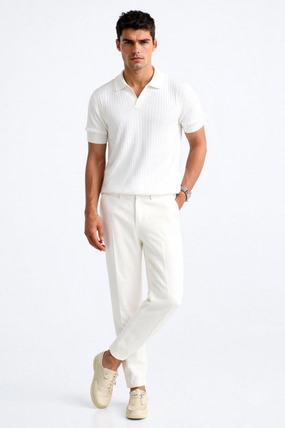 Polo en Coton Côtelé pour Hommes à Manches Courtes – Élégant & Intemporel