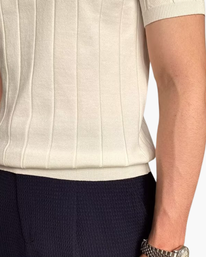 Ian | Polo en tricot slim fit pour hommes, style business casual avec motif en relief