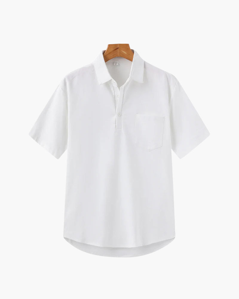 Thiago | Chemise Polo d'Été pour Hommes en Lin avec Poche Poitrine