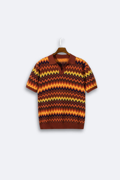 Pull Rétro avec Motif Zigzag
