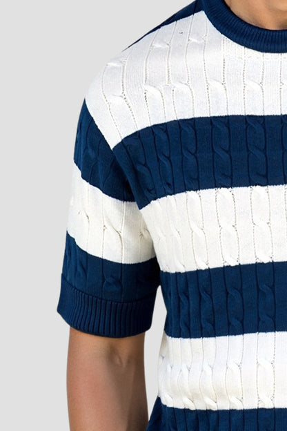 Pull rayé pour hommes à manches courtes – Élégant &amp; Confortable