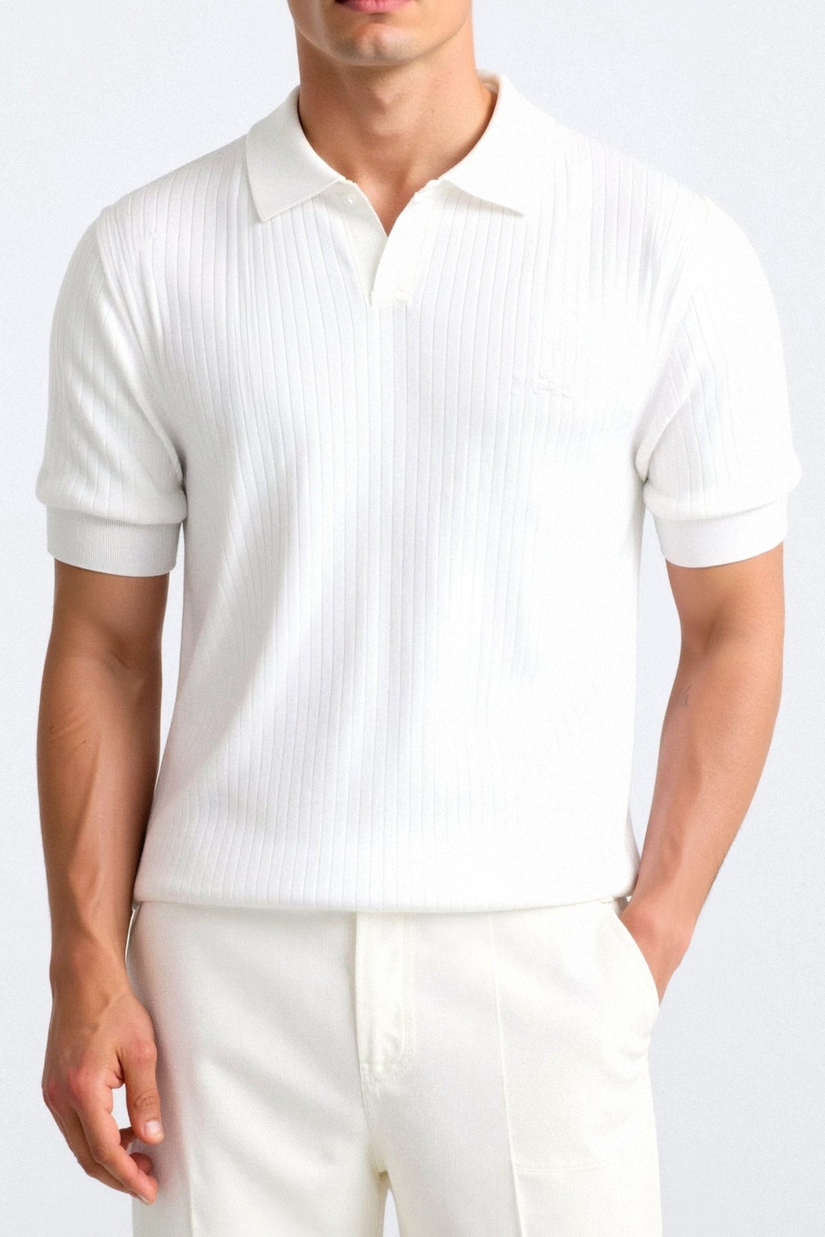 Polo en Coton Côtelé pour Hommes à Manches Courtes – Élégant & Intemporel