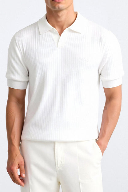 Polo en Coton Côtelé pour Hommes à Manches Courtes – Élégant & Intemporel