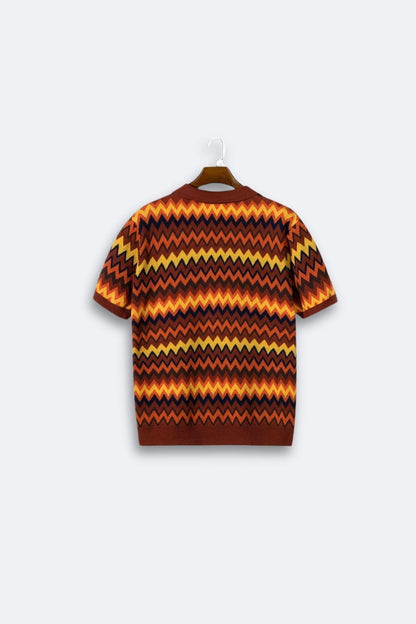 Pull Rétro avec Motif Zigzag