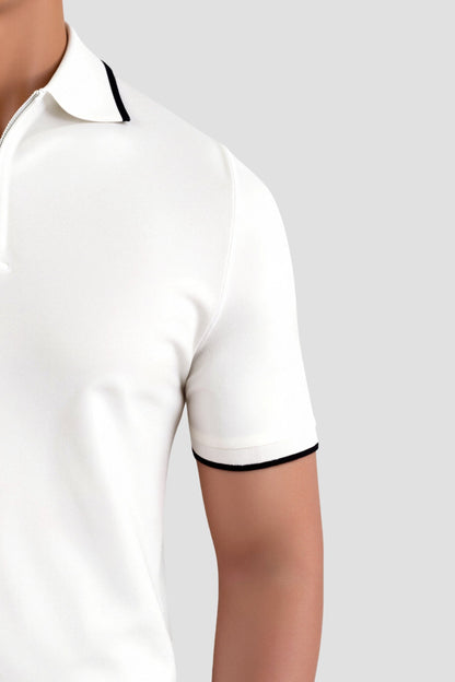 Polo Classique avec Zip et Détails Contrastés