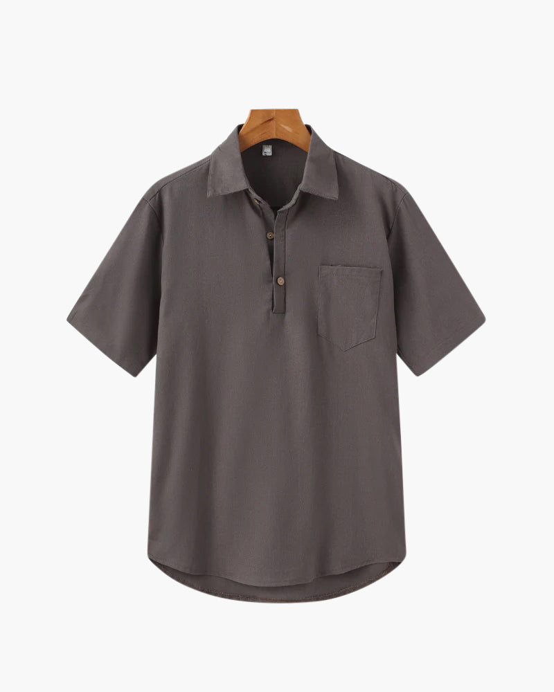 Thiago | Chemise Polo d'Été pour Hommes en Lin avec Poche Poitrine